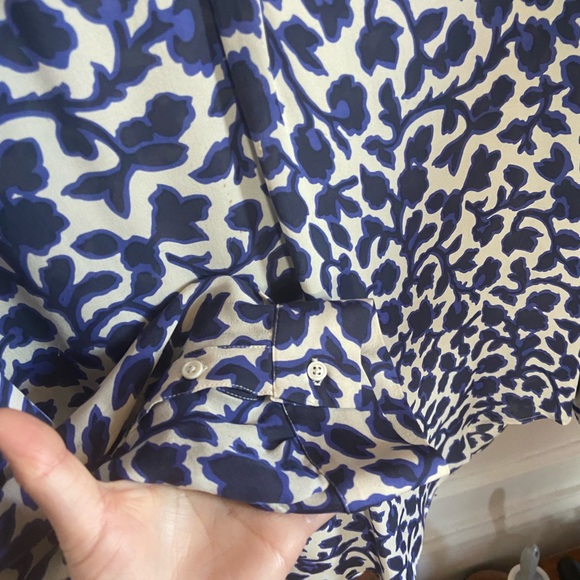 Joie Iselda Silk Blue Botanical Floral Print Long Sleeve Blouse - Picture 8 of 10